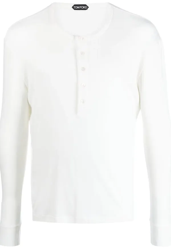 TOM FORD långärmad t-shirt i bomull och modal - Vit