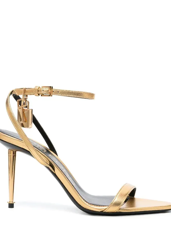 TOM FORD Padlock lädersandaler - Guldfärgad