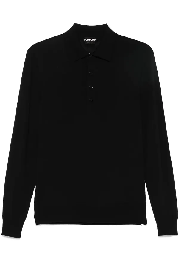 TOM FORD pikétröja i ull - Svart