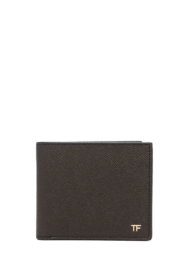 TOM FORD plånbok i kornigt läder - Brun