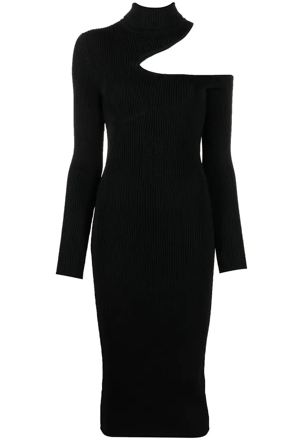 TOM FORD ribbstickad midiklänning - Svart