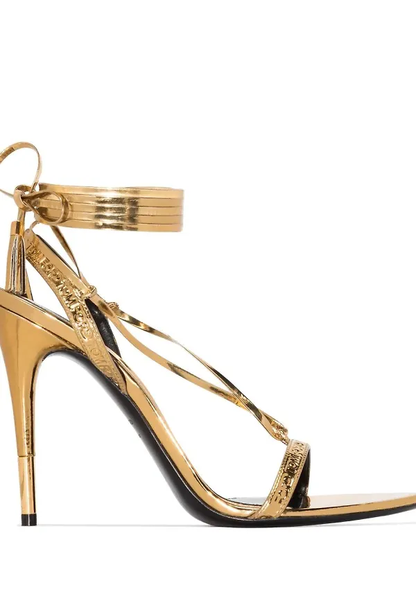 TOM FORD sandaler med metallic-finish - Guldfärgad