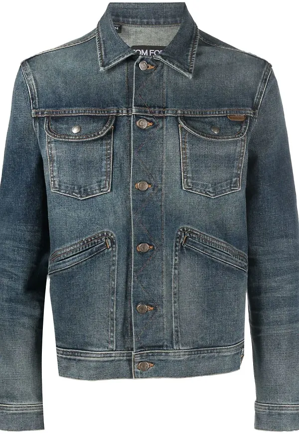 TOM FORD stentvättad jeansjacka - Blå