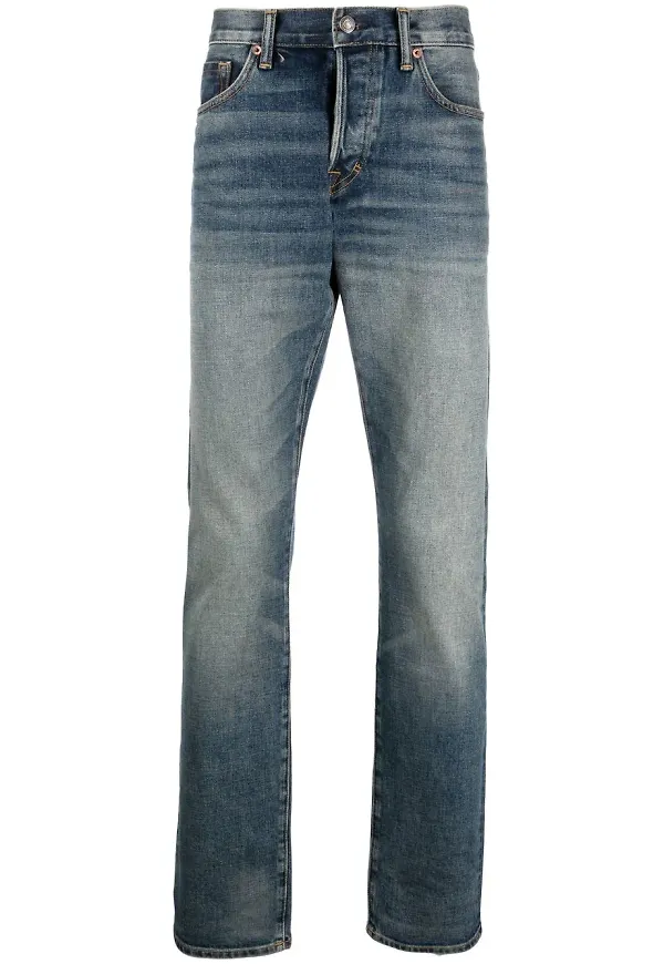 TOM FORD stentvättade straight-jeans - Blå