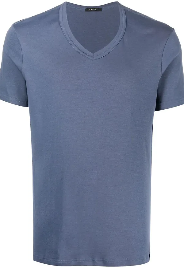 TOM FORD v-ringad figursydd t-shirt - Blå