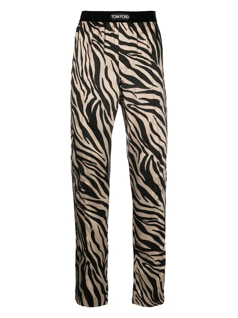 TOM FORD zebramönstrade pyjamasbyxor - Svart