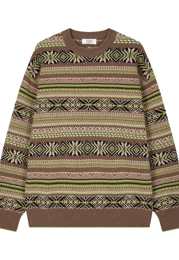 TOMBOY Fair Isle intarsiastickad tröja - Brun