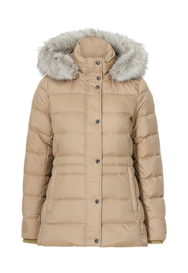 Tommy Hilfiger - Dunjacka TH Ess Tyra Down Jkt With Fur - Beige