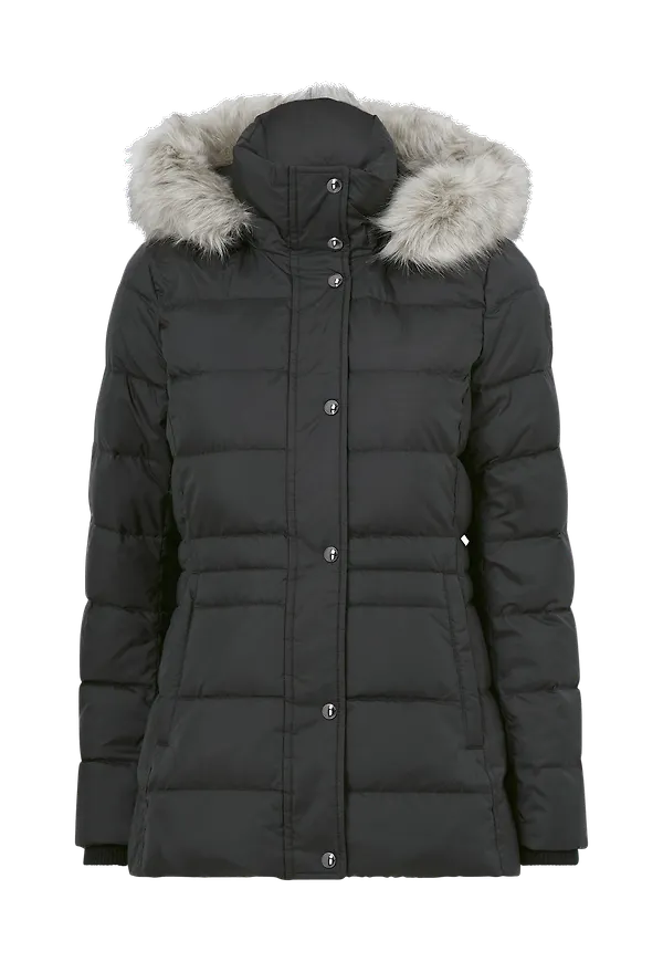 Tommy Hilfiger - Dunjacka TH Ess Tyra Down Jkt With Fur - Svart