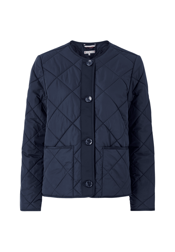Tommy Hilfiger - Jacka Collarless Quilted Short Jkt - Blå - 34