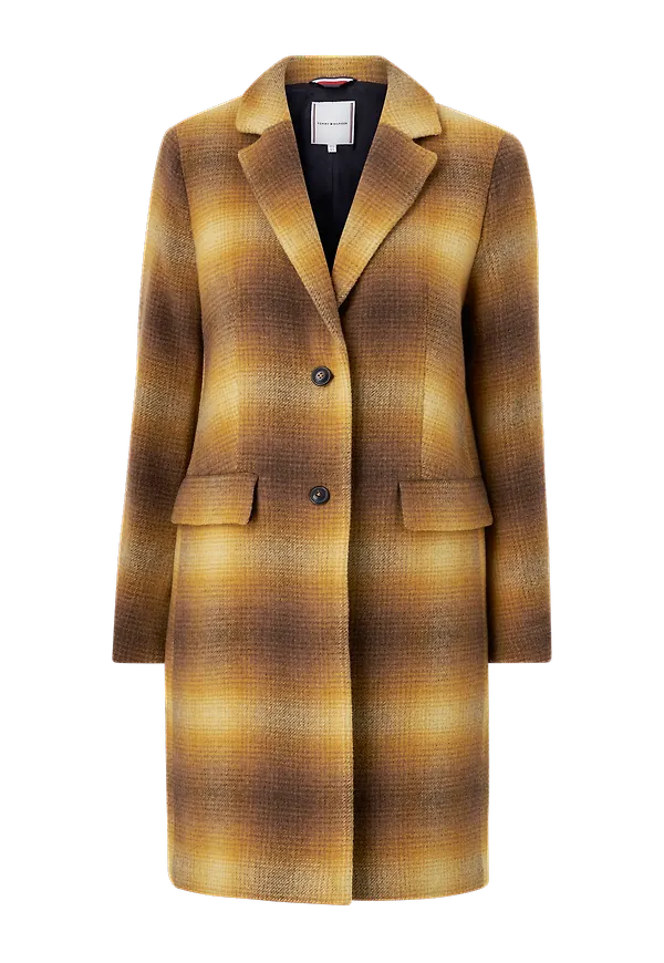 Tommy Hilfiger - Kappa Wool Blend Check Classic Coat - Gul