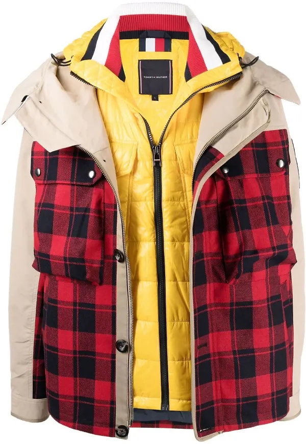 Tommy Hilfiger 3-in-1 rutig jacka - Neutral