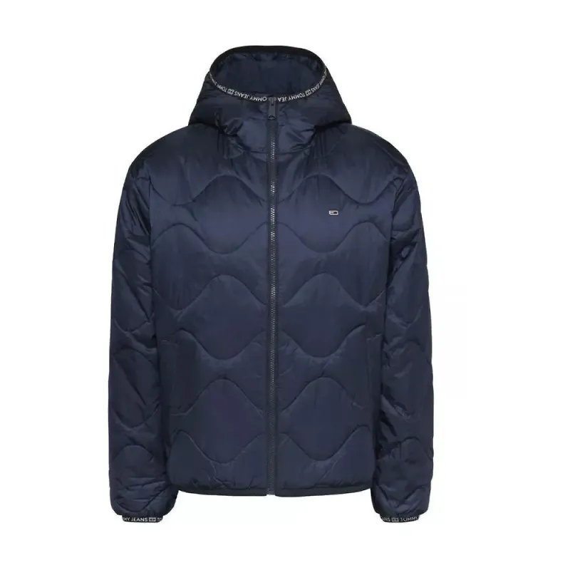 Tommy Hilfiger, Jacka, Dam, XS, Nylon, Mörkblå dunjacka med huva