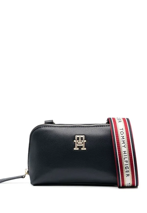 Tommy Hilfiger axelremsväska med logotypplakett - Blå