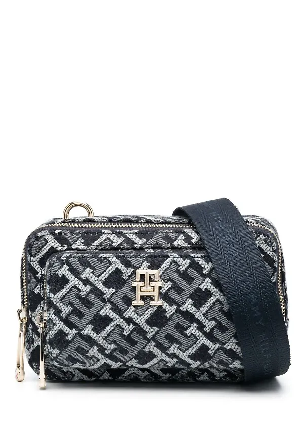 Tommy Hilfiger axelremsväska med monogram - Blå