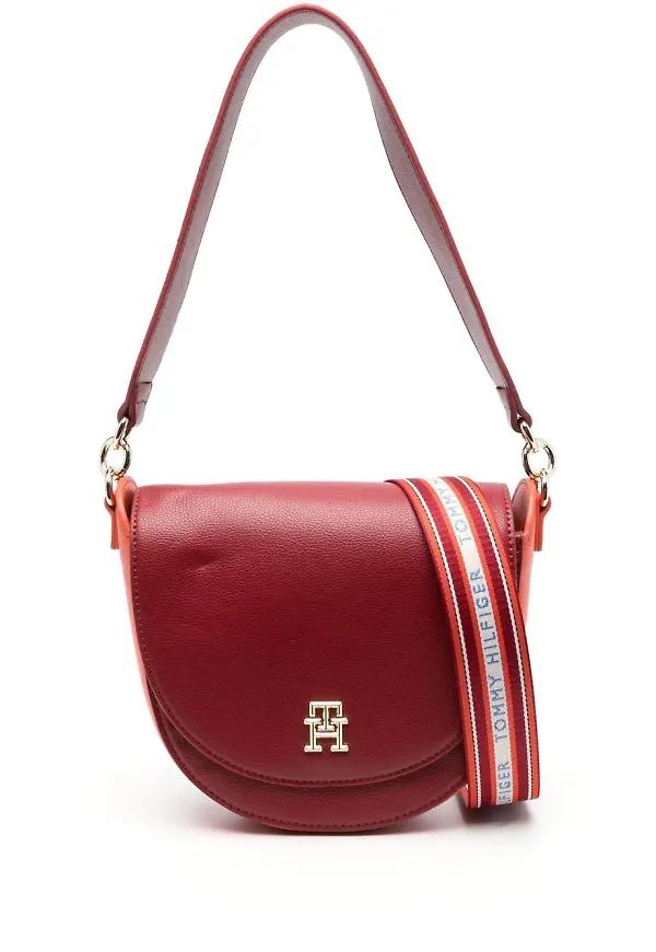 Tommy Hilfiger axelväska med logotypplakett - Röd