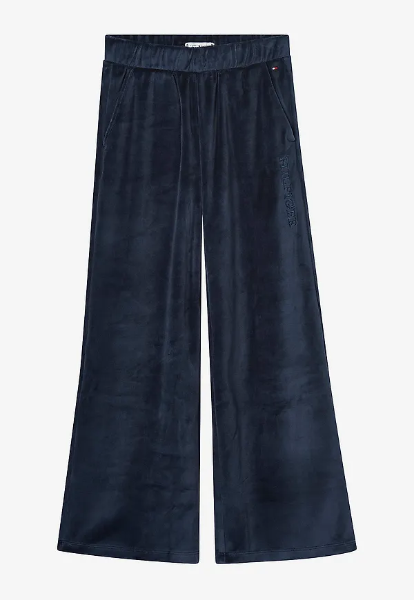 Tommy Hilfiger - Byxor Velour Wide Leg - Blå