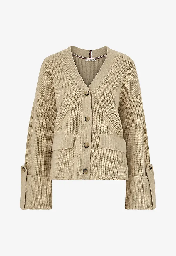 Tommy Hilfiger - Cardigan Utility Knit V-nk - Beige
