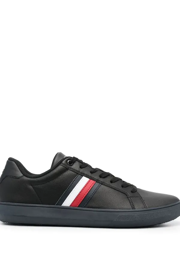 Tommy Hilfiger Corporate sneakers med logotyprand - Svart