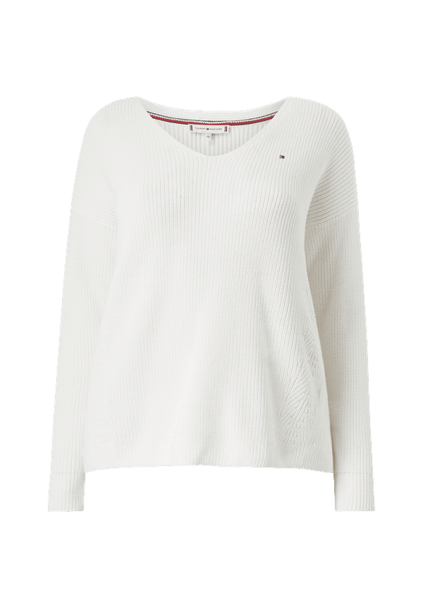 Tommy Hilfiger Curve - Tröja Crv Hayana V-NK Sweater - Vit