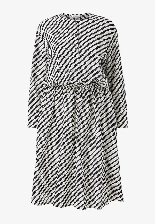 Tommy Hilfiger Curve - Klänning Crv Zigzag Waisted Midi Dress - Vit – Ellos