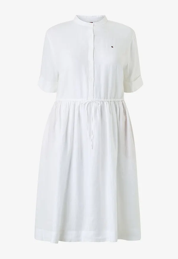 Tommy Hilfiger Curve - Linneklänning Crv Linen Midi Shirt Dress SS - Vit – Ellos