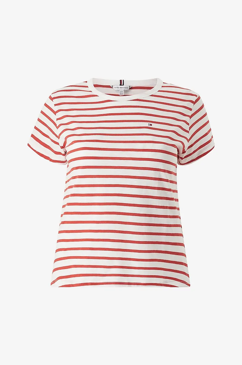 Tommy Hilfiger Curve - Topp Crv 1985 Slim Slub C-nk SS - Röd