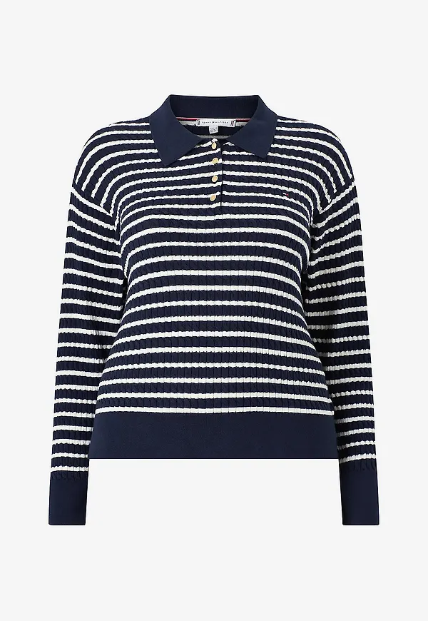 Tommy Hilfiger Curve - Tröja Crv CO Cable Fine GG Rlx Polo - Flerfärgad