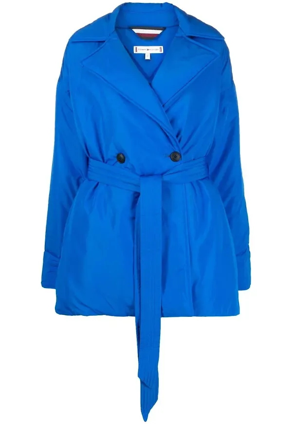 Tommy Hilfiger double-breasted belted coat - Blå