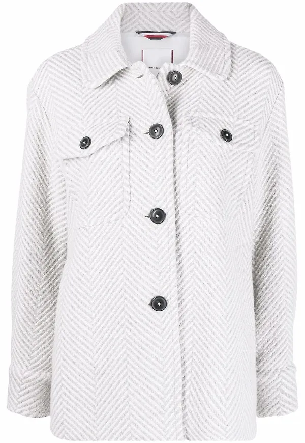 Tommy Hilfiger fiskbensmönstrad skjortjacka - Grå