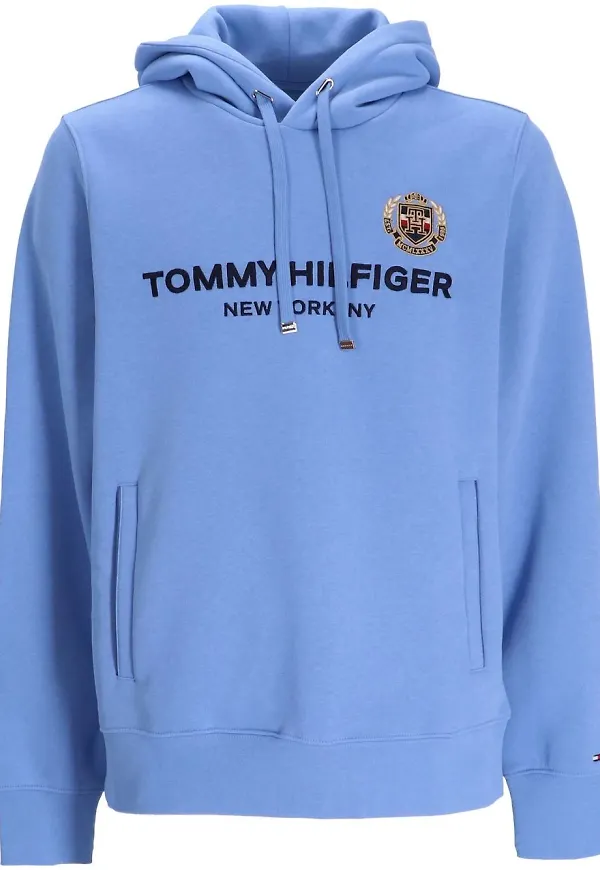Tommy Hilfiger hoodie med broderad logotyp - Blå