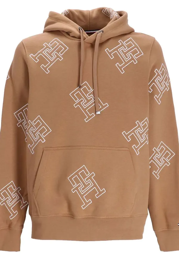 Tommy Hilfiger hoodie med monogram - Brun