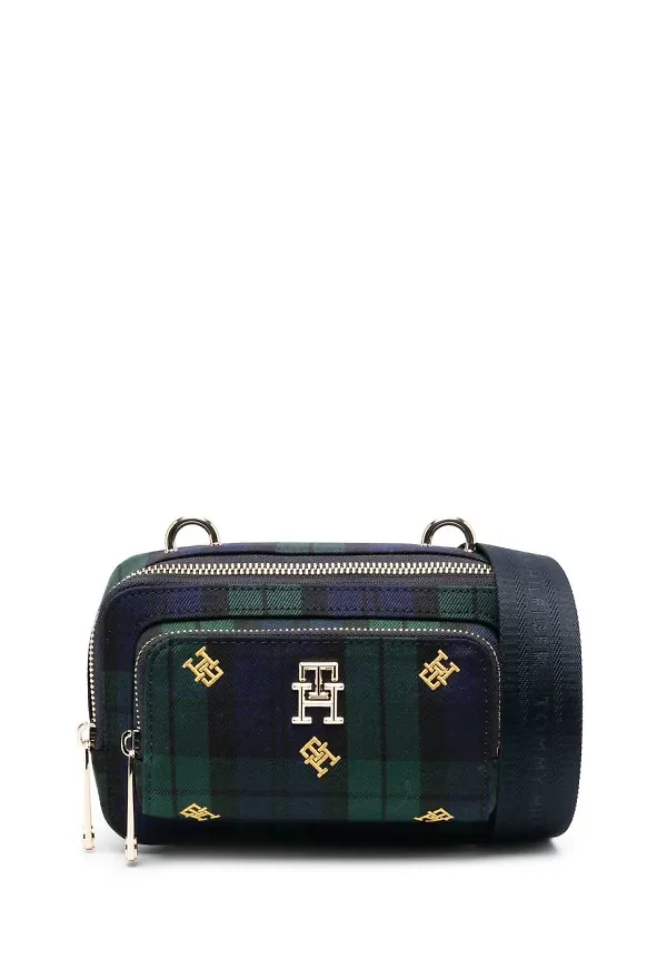 Tommy Hilfiger Iconic skotskrutig axelremsväska - Blå
