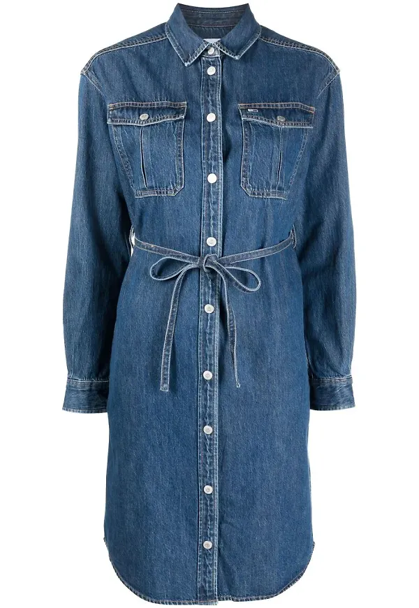 Tommy Hilfiger jeanskjol med knytning - Blå