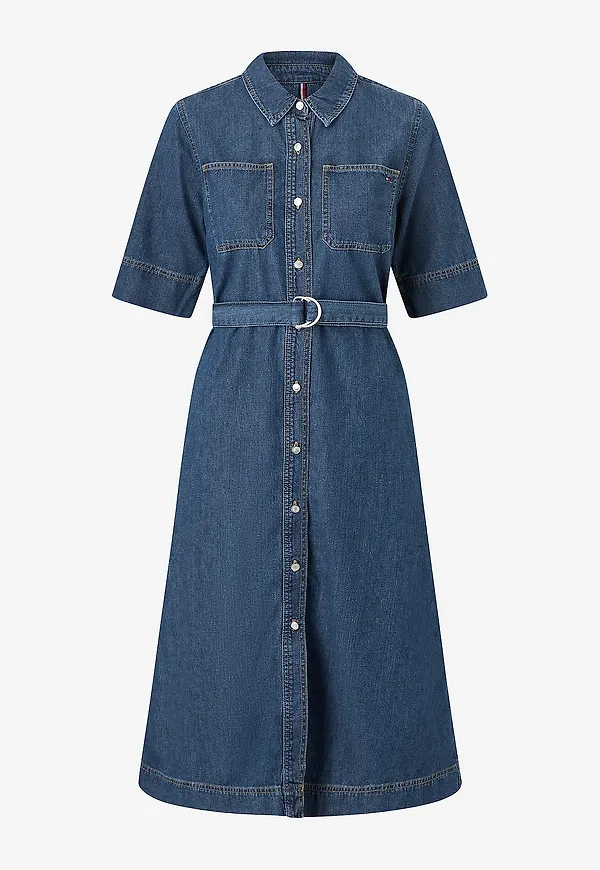 Tommy Hilfiger - Jeansklänning Dnm Lor Fit & Flare SS Dress - Blå