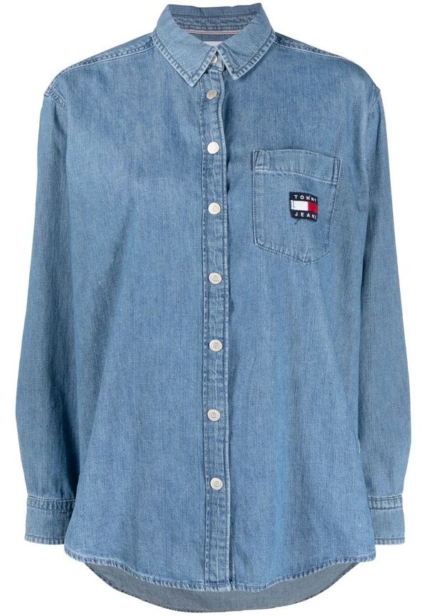 Tommy Hilfiger jeansskjorta med logotypmärke - Blå