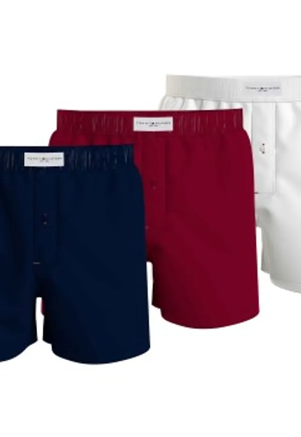 Tommy Hilfiger Kalsonger 3P Woven Boxers Marin/Röd bomull Medium Herr