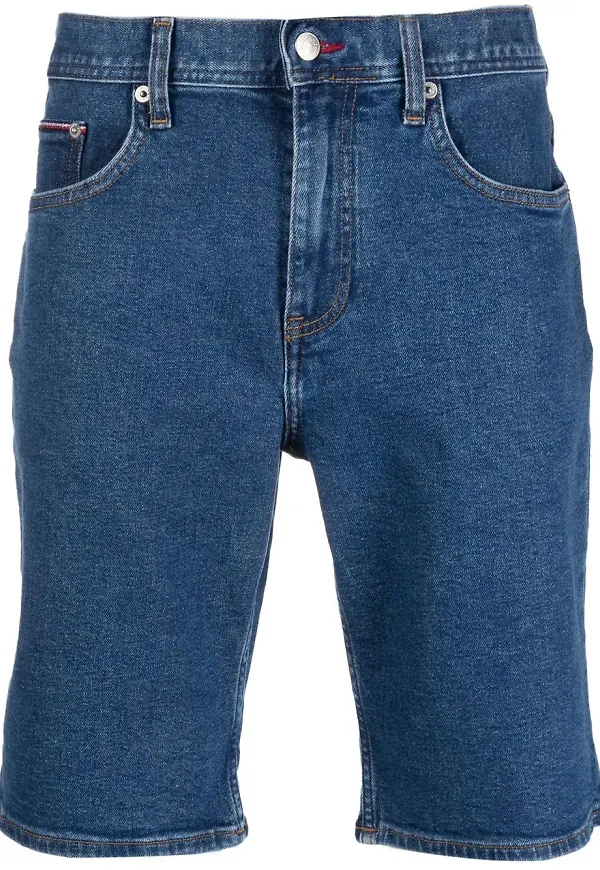 Tommy Hilfiger knälånga jeansshorts - Blå