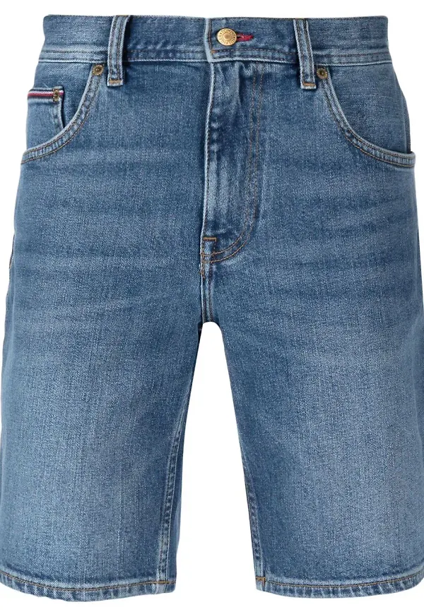 Tommy Hilfiger knälånga jeansshorts - Blå