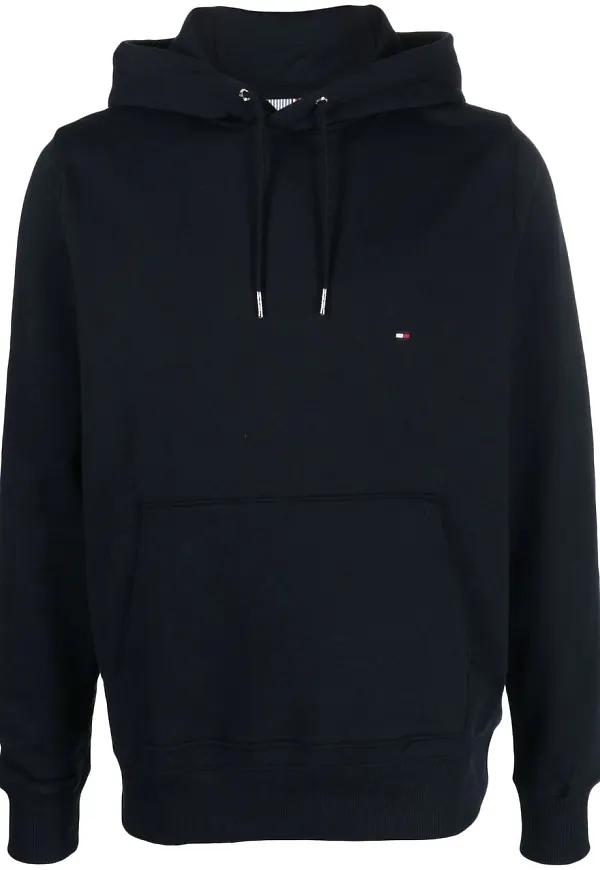 Tommy Hilfiger logo-embroidery cotton hoodie - Blå