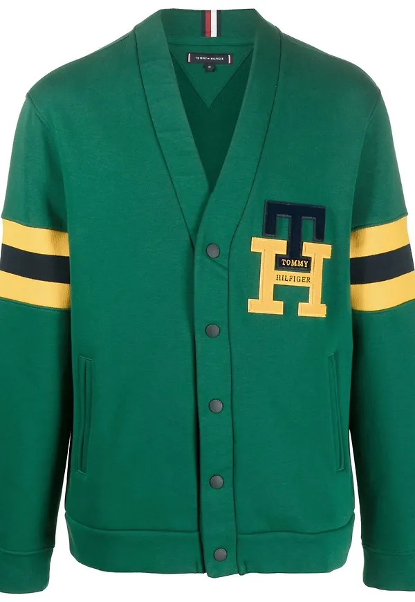 Tommy Hilfiger logo-patch cardigan - Grön