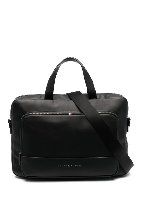 Tommy Hilfiger logo-plaque laptop bag - Svart