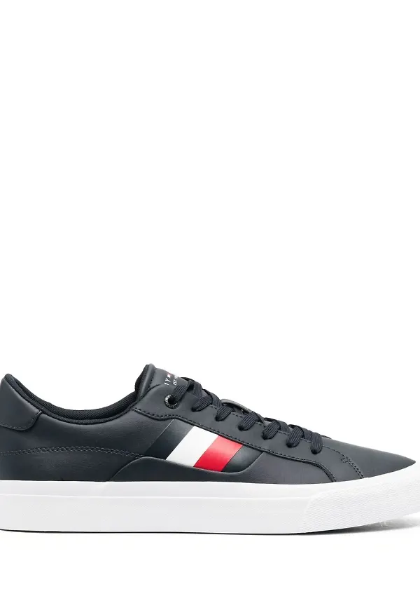 Tommy Hilfiger låga lädersneakers - Blå