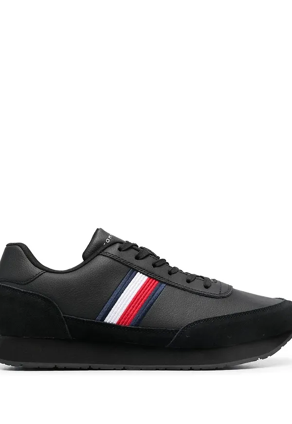 Tommy Hilfiger låga lädersneakers - Svart