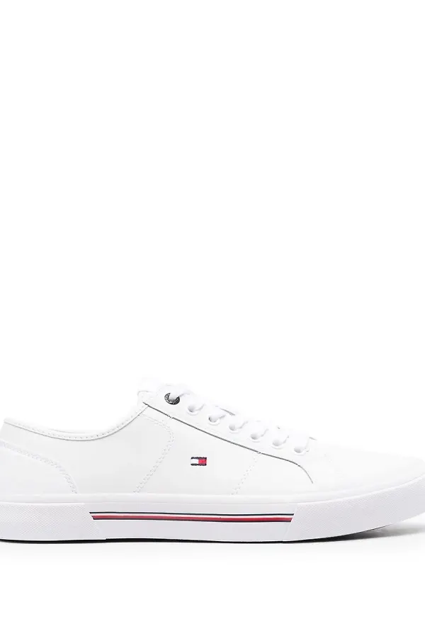 Tommy Hilfiger låga lädersneakers - Vit