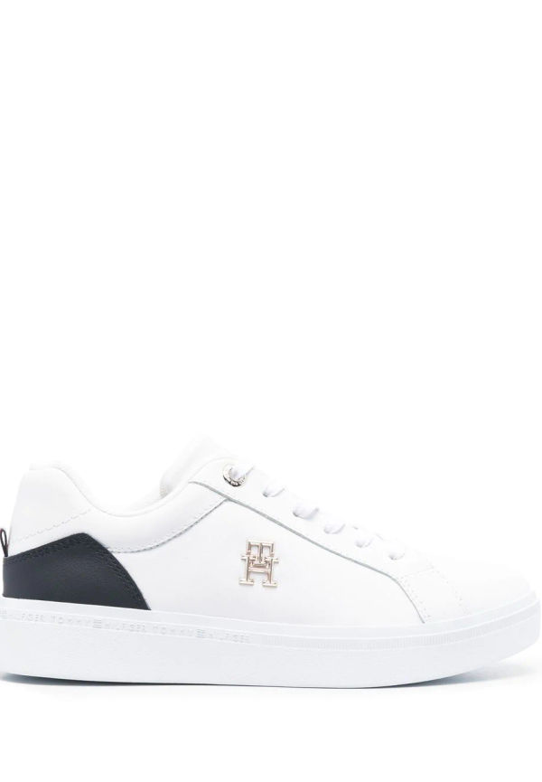 Tommy Hilfiger låga lädersneakers - Vit