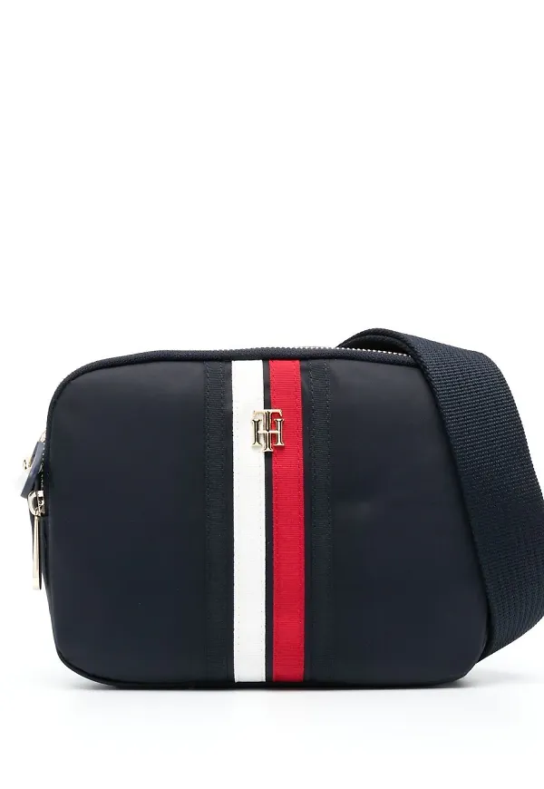 Tommy Hilfiger Poppy randig axelremsväska - Blå