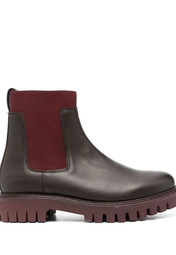 Tommy Hilfiger Premium grova Chelsea-boots - Röd
