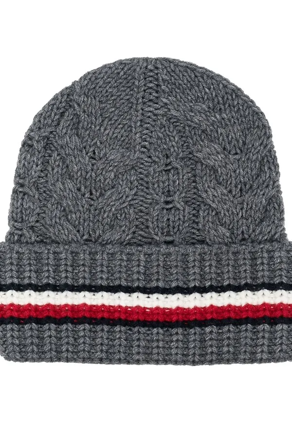 Tommy Hilfiger Premium kabelstickad mössa - Grå
