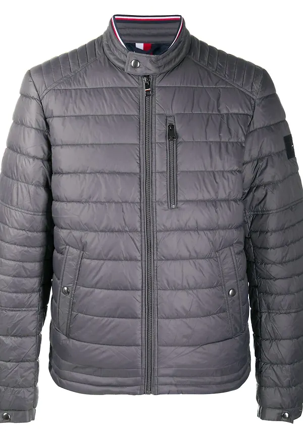 Tommy Hilfiger puffjacka med biker-krage - Grå